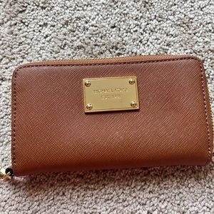 Tan Michael Kors wristlet wallet